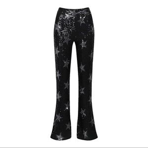 Boohoo Star Sequin Flared Trousers
